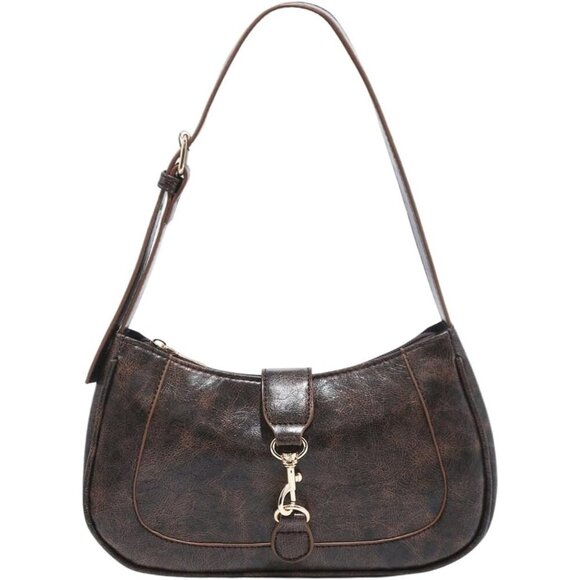 Handbags - Women’s Coffee Retro Vintage Hobo Bag | Elegant Underarm Purse & Shoulder Bag
